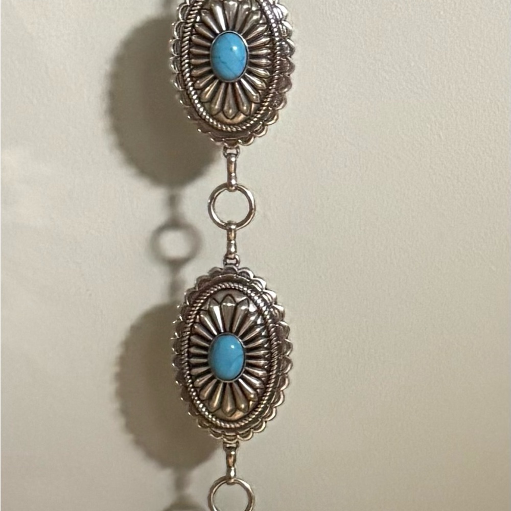 Silver and Turquoise concho belt size S/M